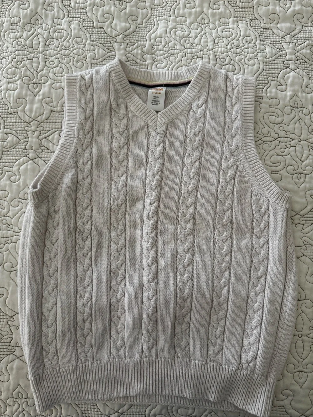 Gymboree Girls Cable Knit V-Neck Sweater Vest - Light pink